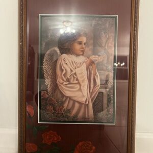 Decorative Angel Artwork with Wooden Frame